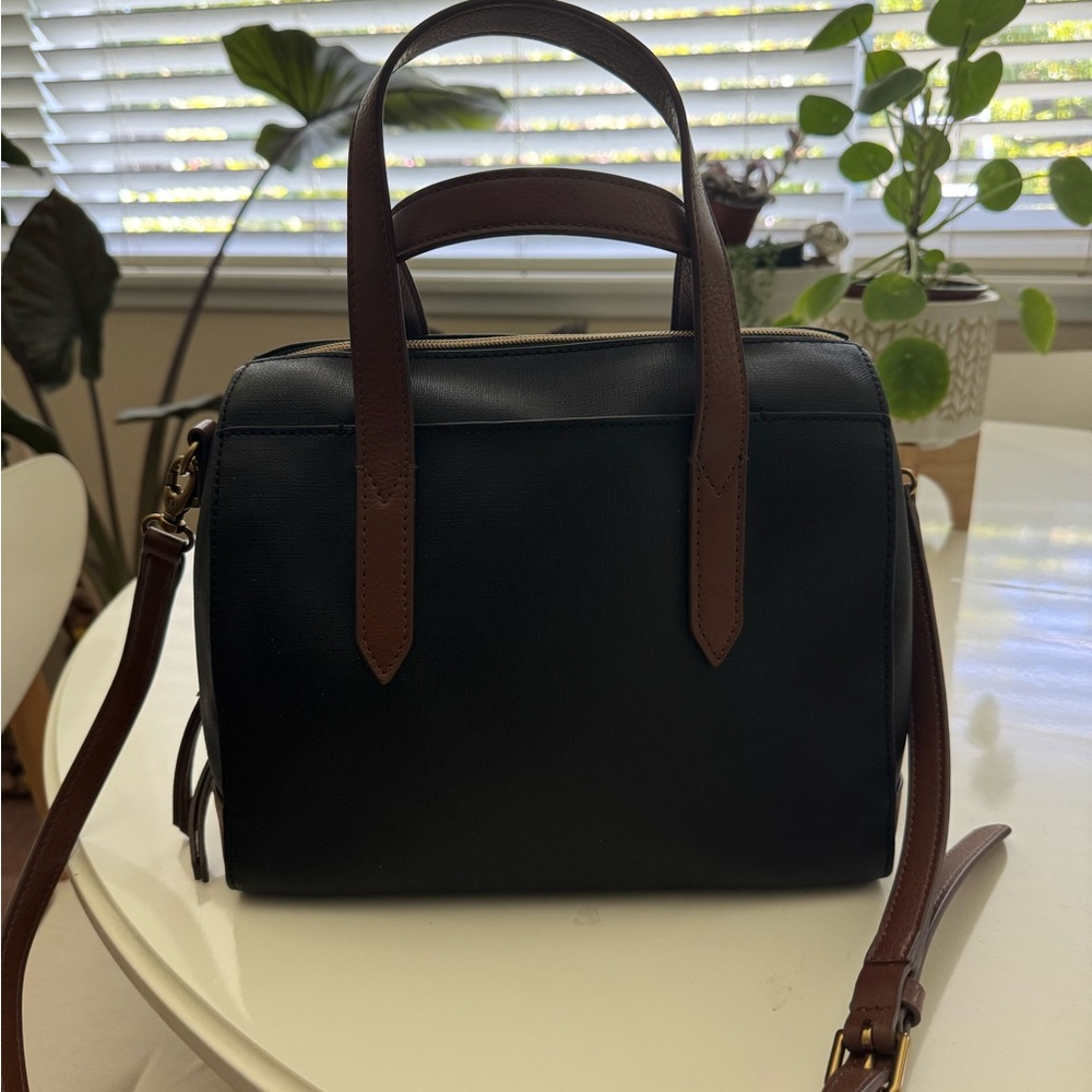 Fossil Black and Brown Crossbody Bag NWOT